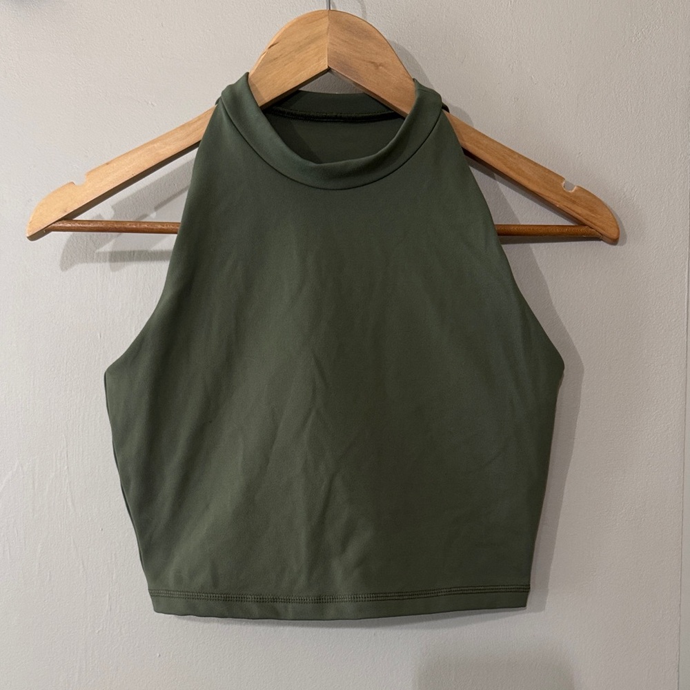 Til You Collapse Olive Green High Neck Crop Tank